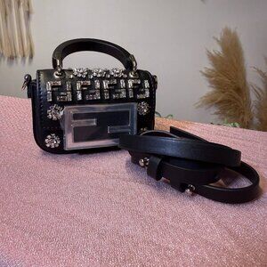 Fendi Nano Baguette Bag - Calf Leather with Crystals